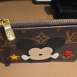 Louis Vuitton Brown Monogram Mickey Coin Pouch with Gold Zip